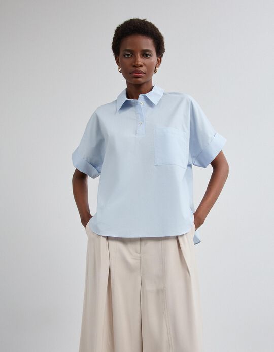 Comprar Online Camisa De Popelina, Mulher, Azul Claro