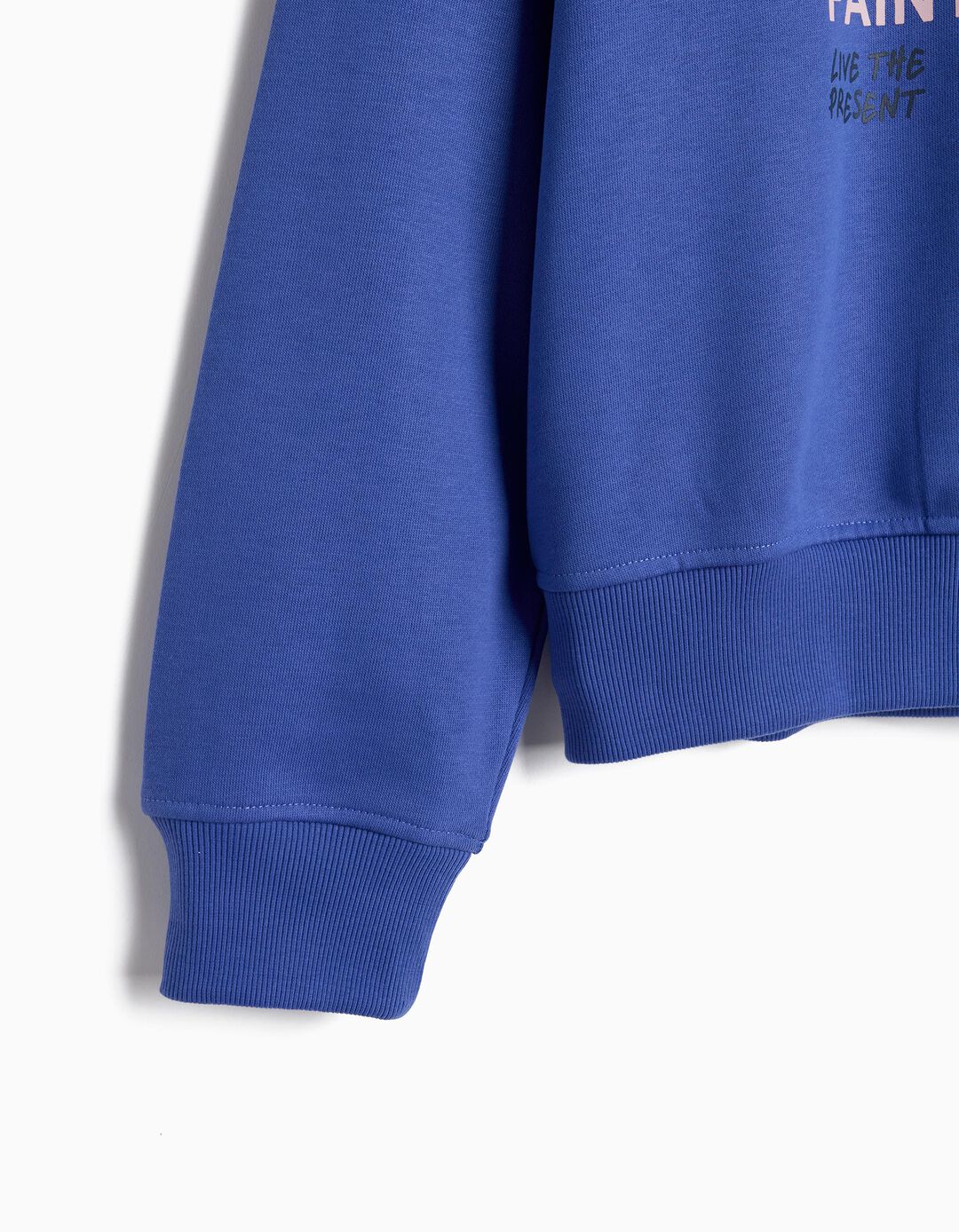 Sweatshirt De Felpa, Menina, Azul
