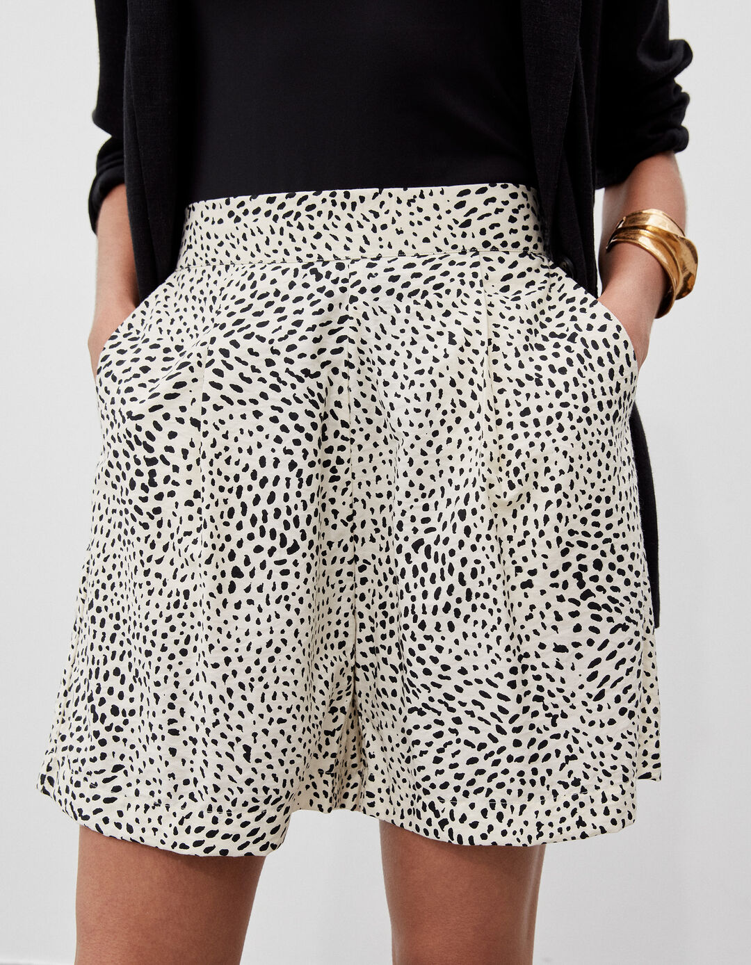 Printed Shorts, Women, Beige