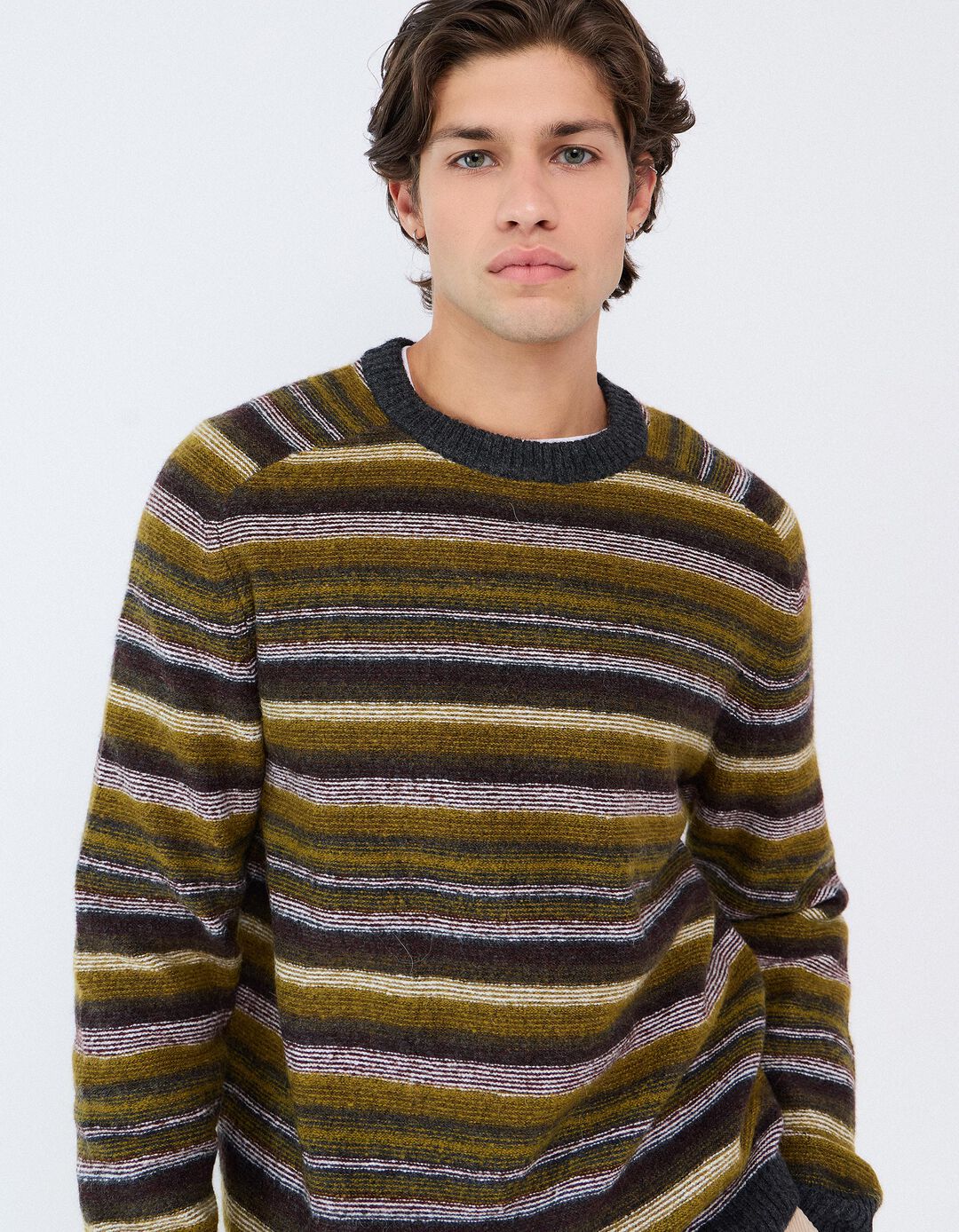Camisola De Malha &Agrave;s Riscas, Homem, Verde