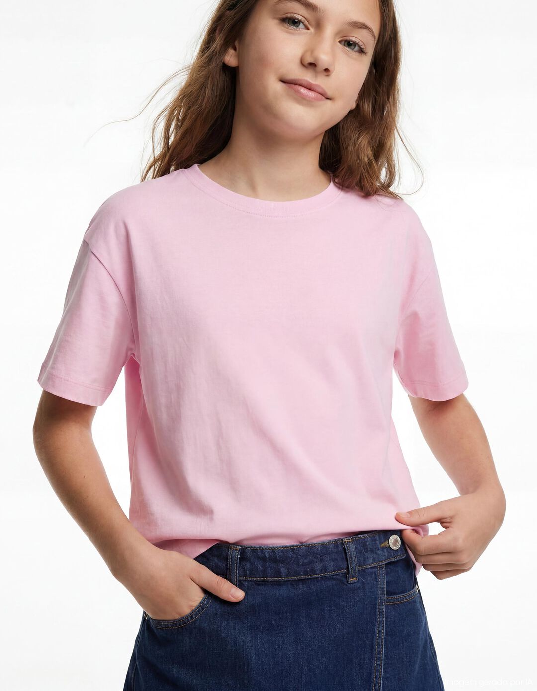 T-shirt Manga Curta, Menina, Rosa Claro 