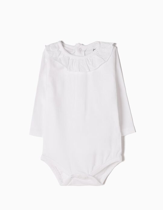 Long-Sleeved Bodysuit, White