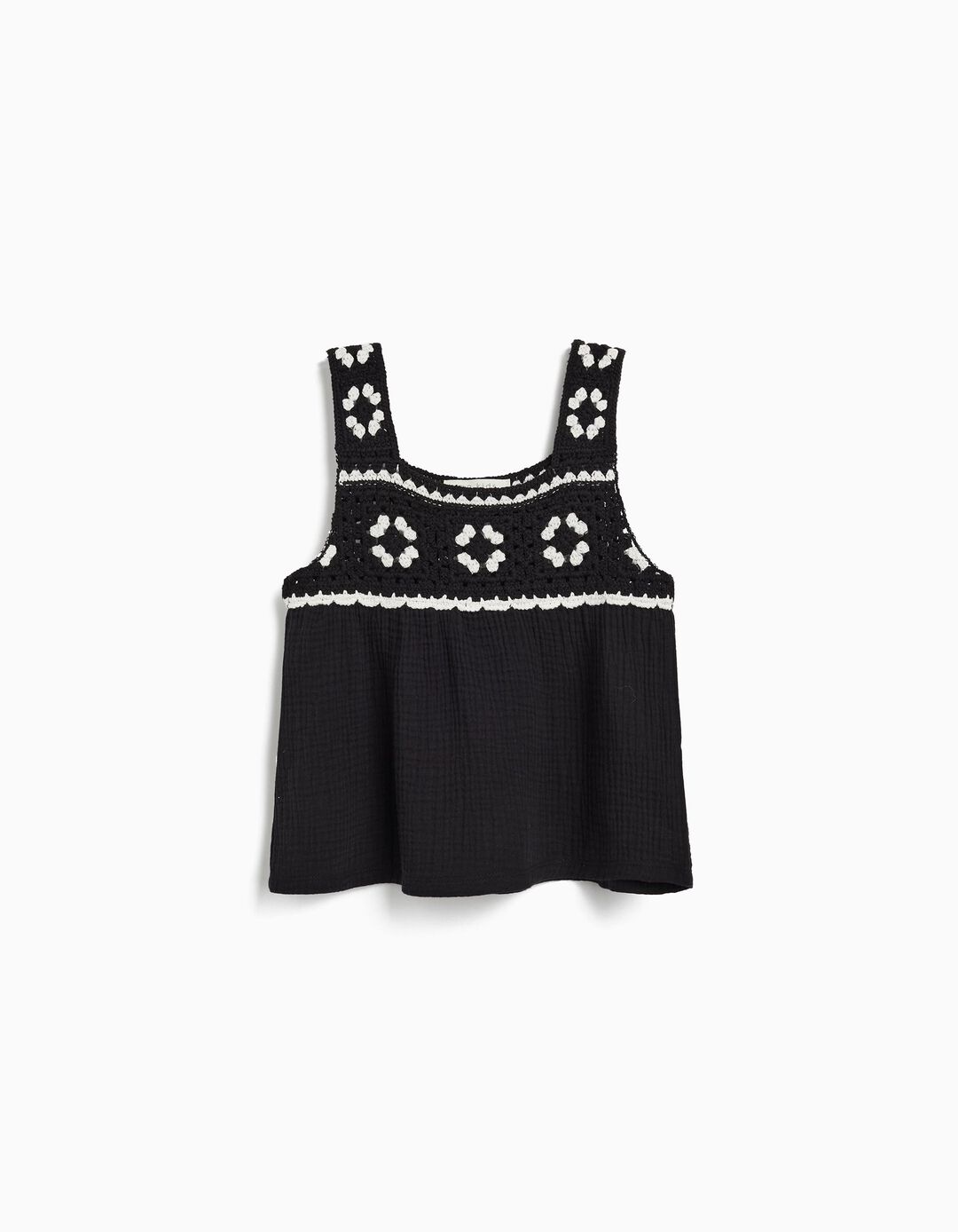 Top Crochet, Menina, Preto 
