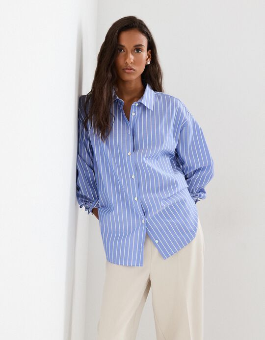 Comprar Online Camisa às Riscas, Mulher, Azul