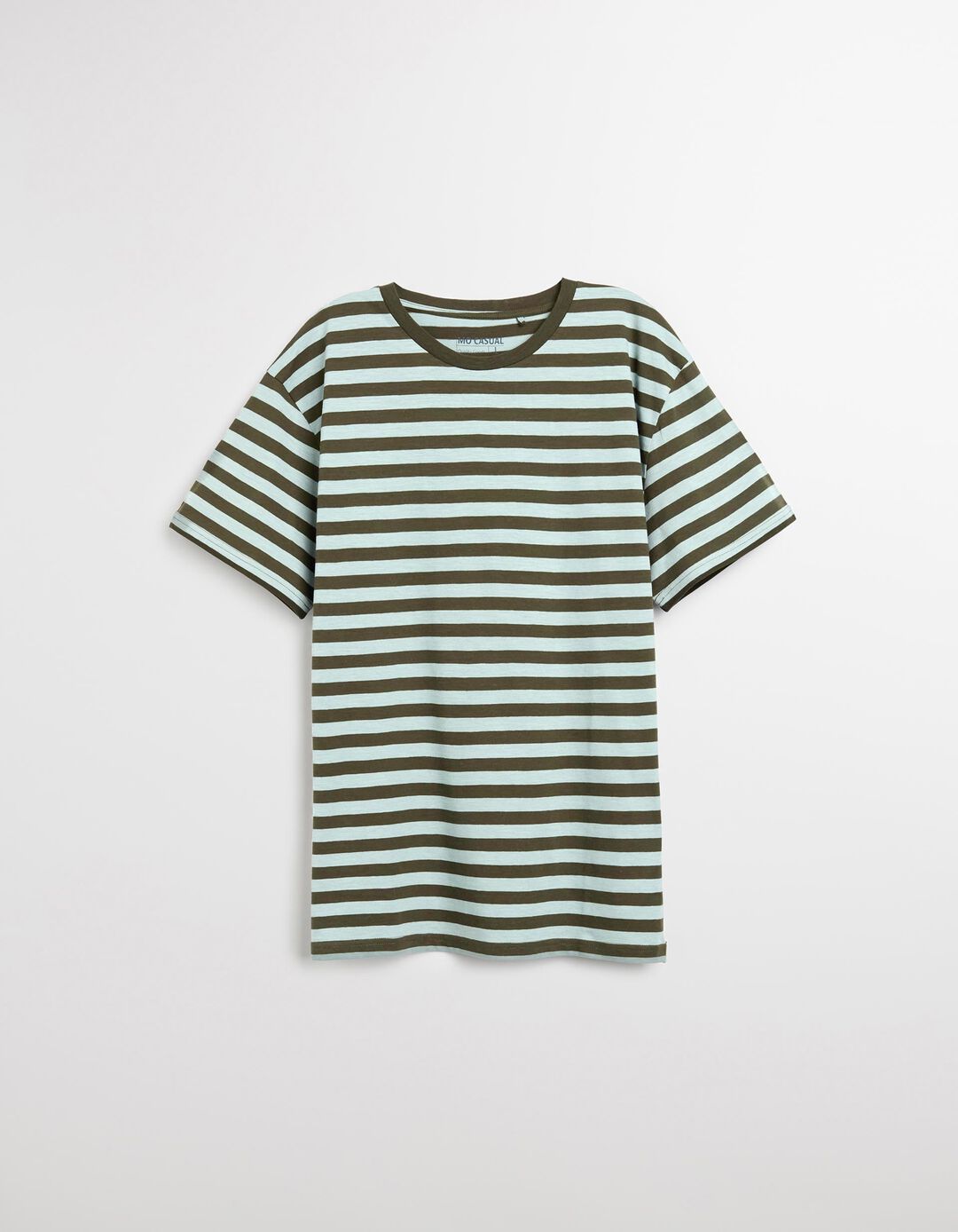 T-shirt de Riscas, Homem, Verde Escuro