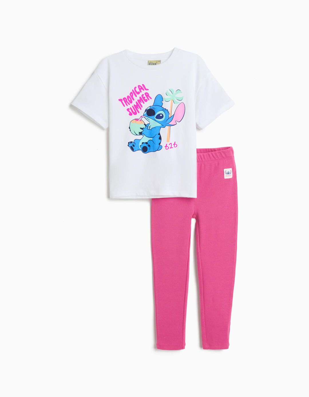 Conjunto T-shirt e Leggings 'Stitch', Menina, Rosa