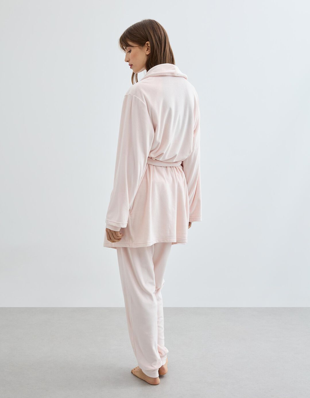 Robe em Veludo, Mulher, Rosa Claro