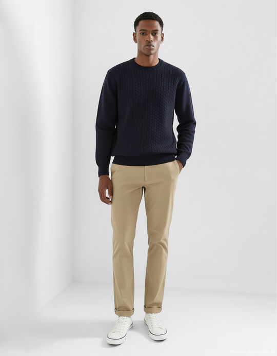 Comprar Online Cal&ccedil;as Chino Premium 'Slim fit', Homem, Bege Escuro