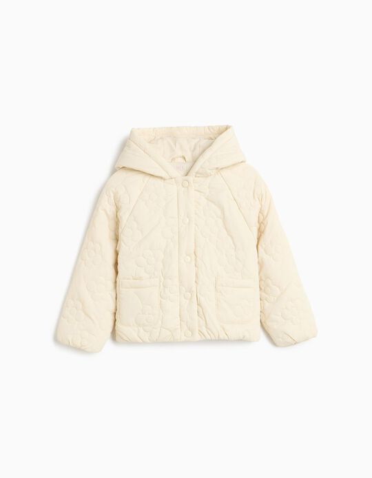 Comprar Online Casaco Acolchoado &Agrave;s Flores, Menina, Bege Claro