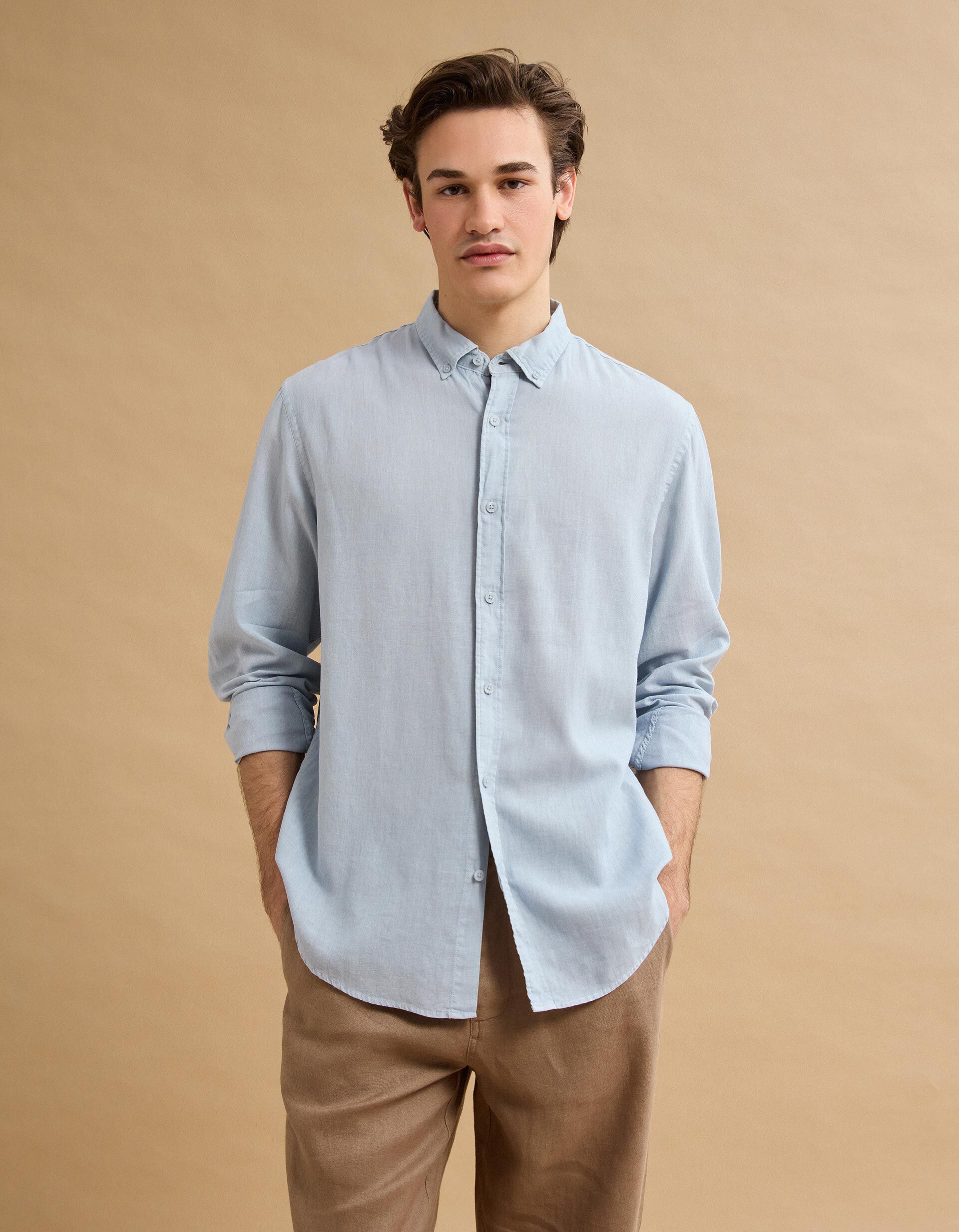 Comprar Online Camisa com Linho, Homem, Azul Claro