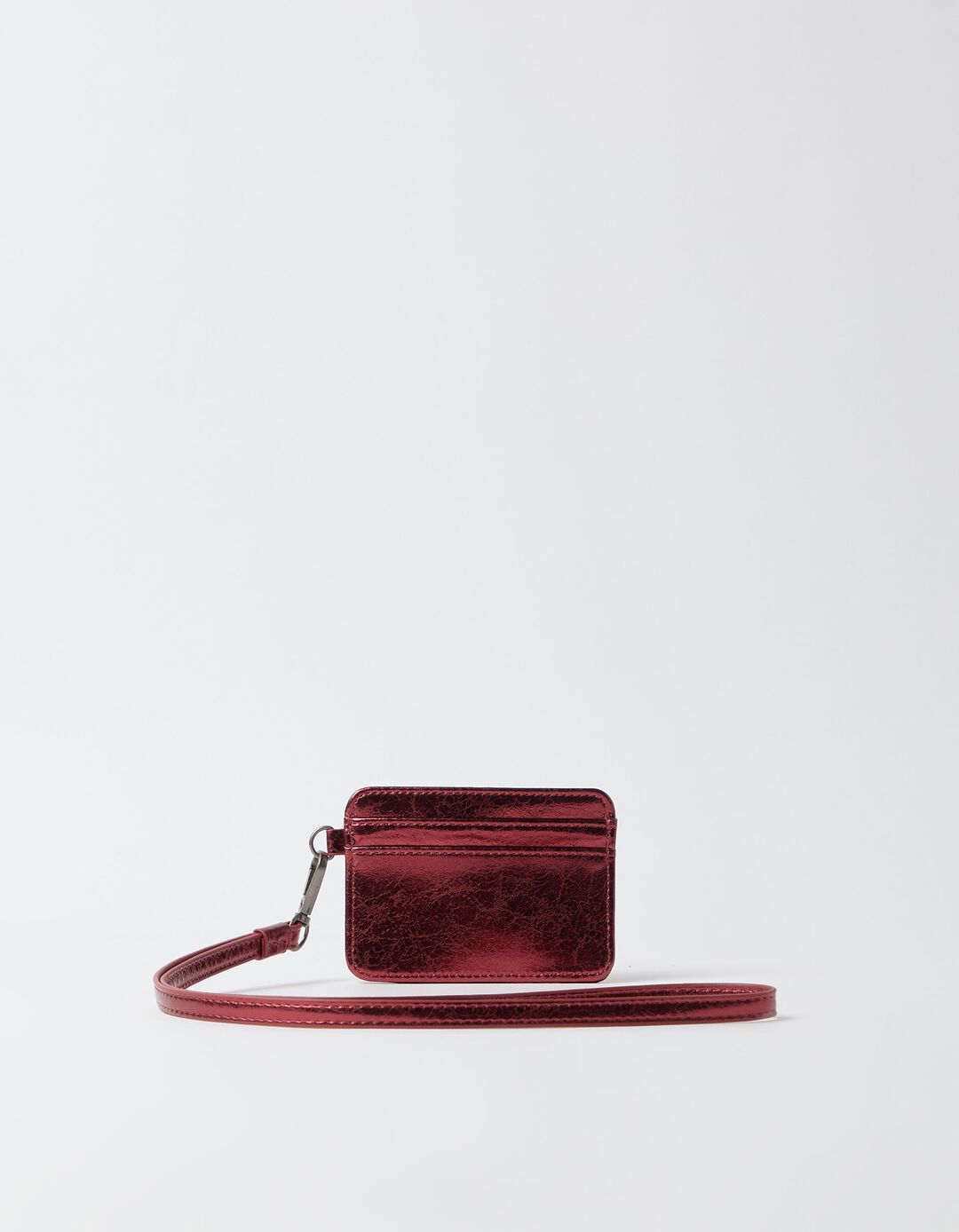 Porta-Cart&otilde;es Efeito Metalizado, Mulher, Vermelho