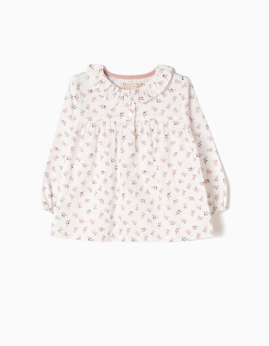 Loose-Fitting Twill Blouse, Flowers
