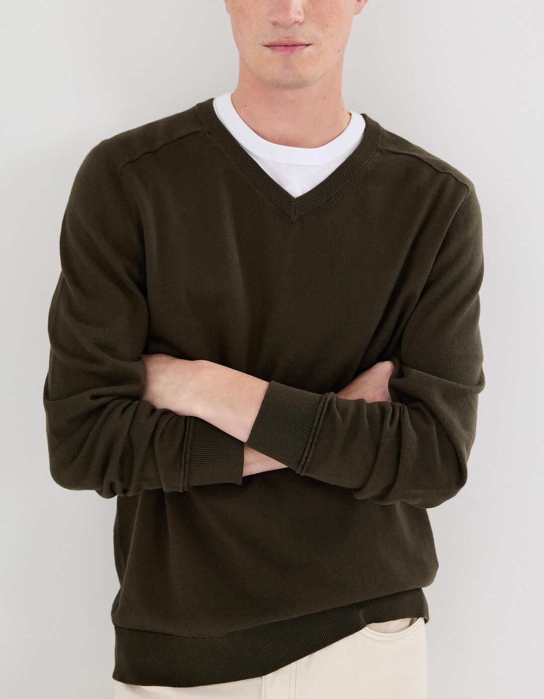 Camisola com Caxemira, Homem, Verde Escuro