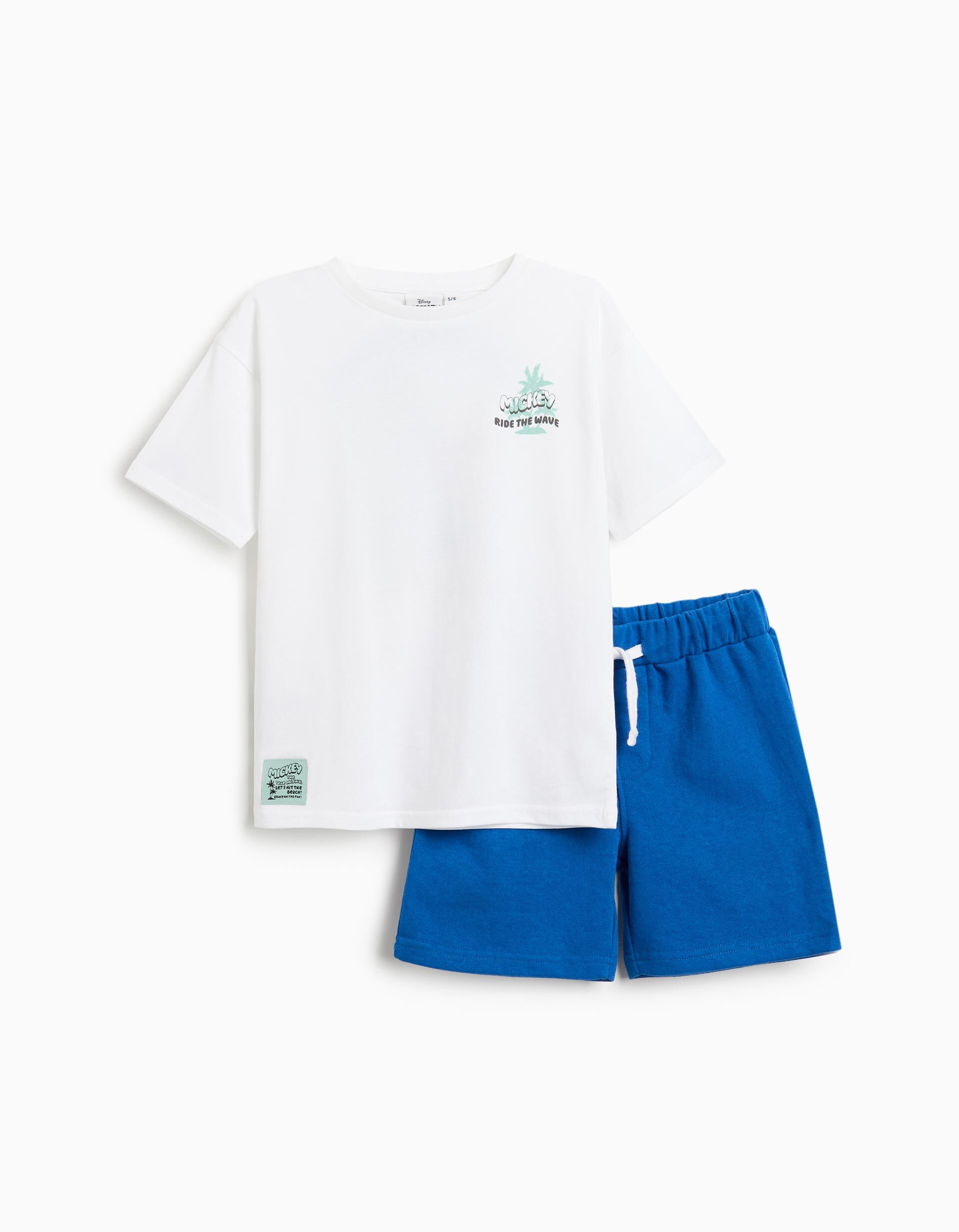 Comprar Online Conjunto T-shirt e Cal&ccedil;&otilde;es 'Mickey', Menino, Branco 