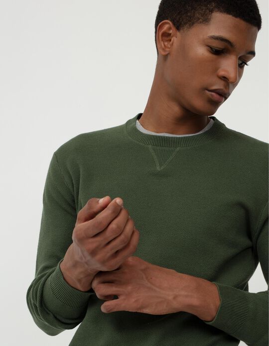 Textured Sweatshirt, Men, Green