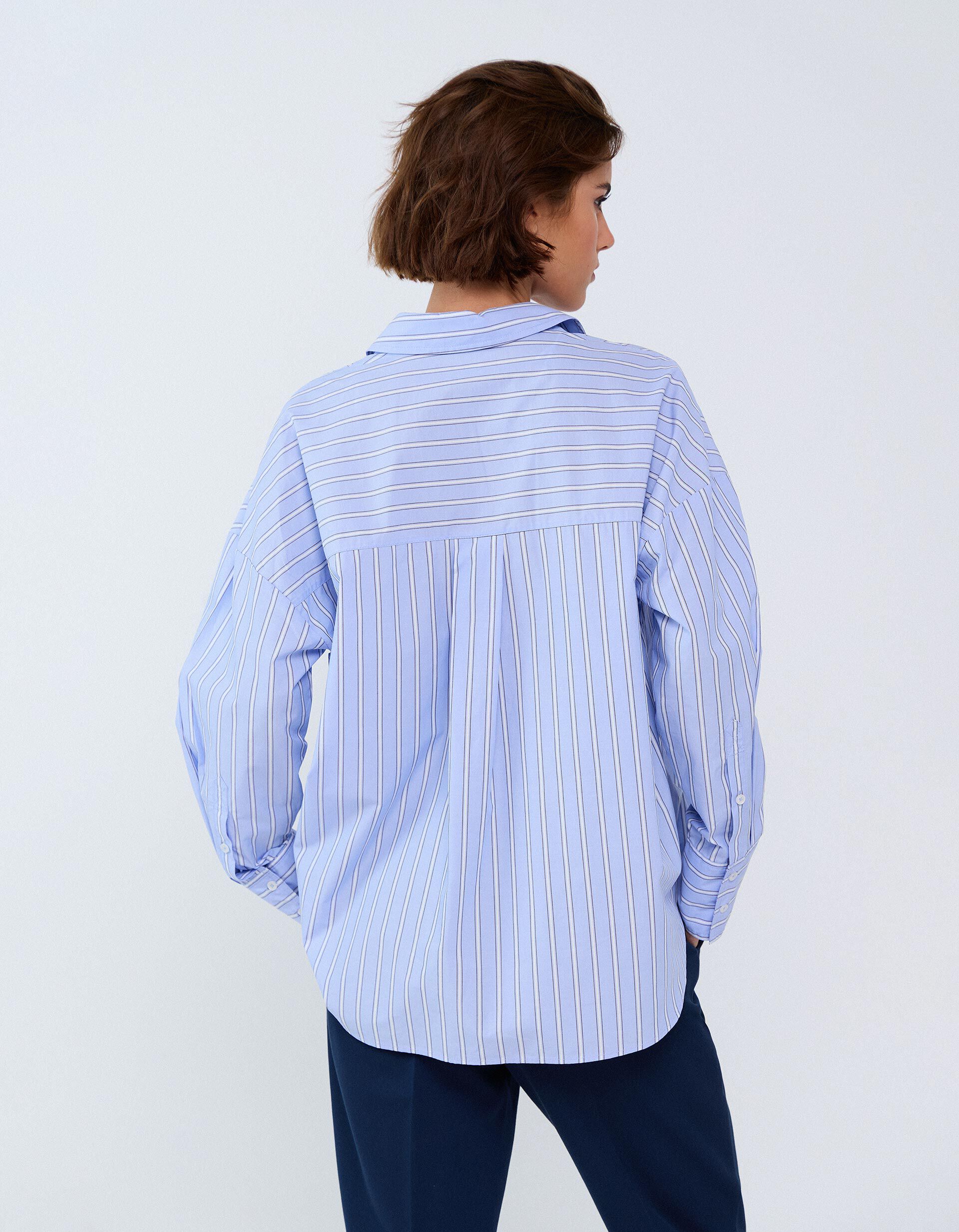 Comprar Online Camisa Oversize &Agrave;s Riscas, Mulher, Azul