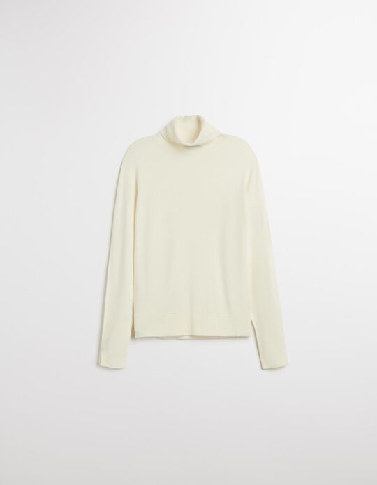 Comprar Online Camisola com Gola Alta, Mulher, Bege Claro