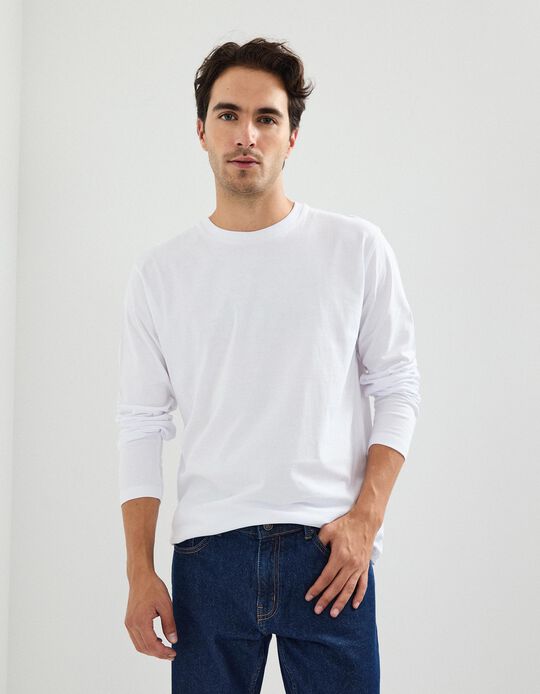 Comprar Online T-shirt de Manga Comprida, Homem, Branco