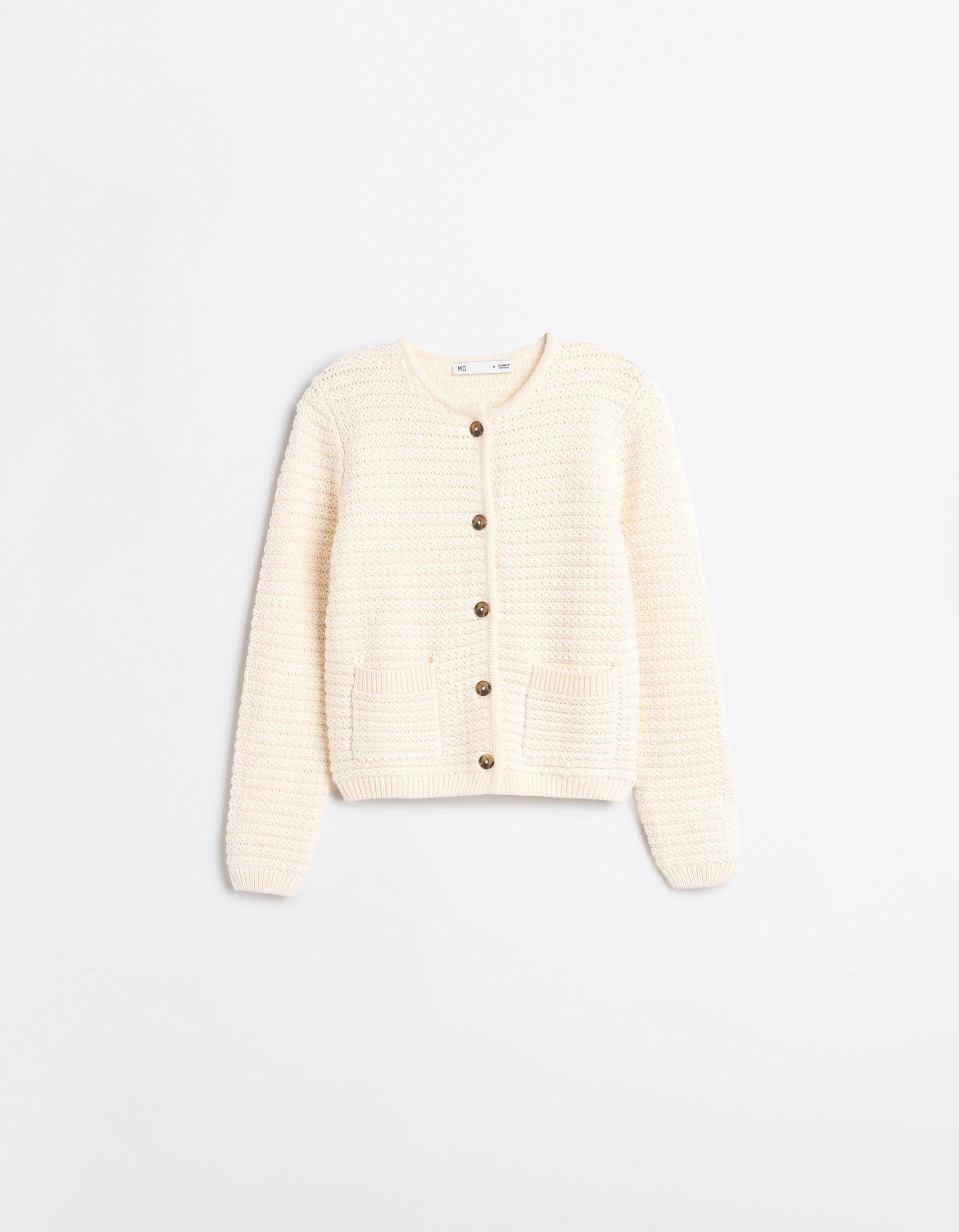 Comprar Online Casaco Tricotado Com Textura, Mulher, Cru