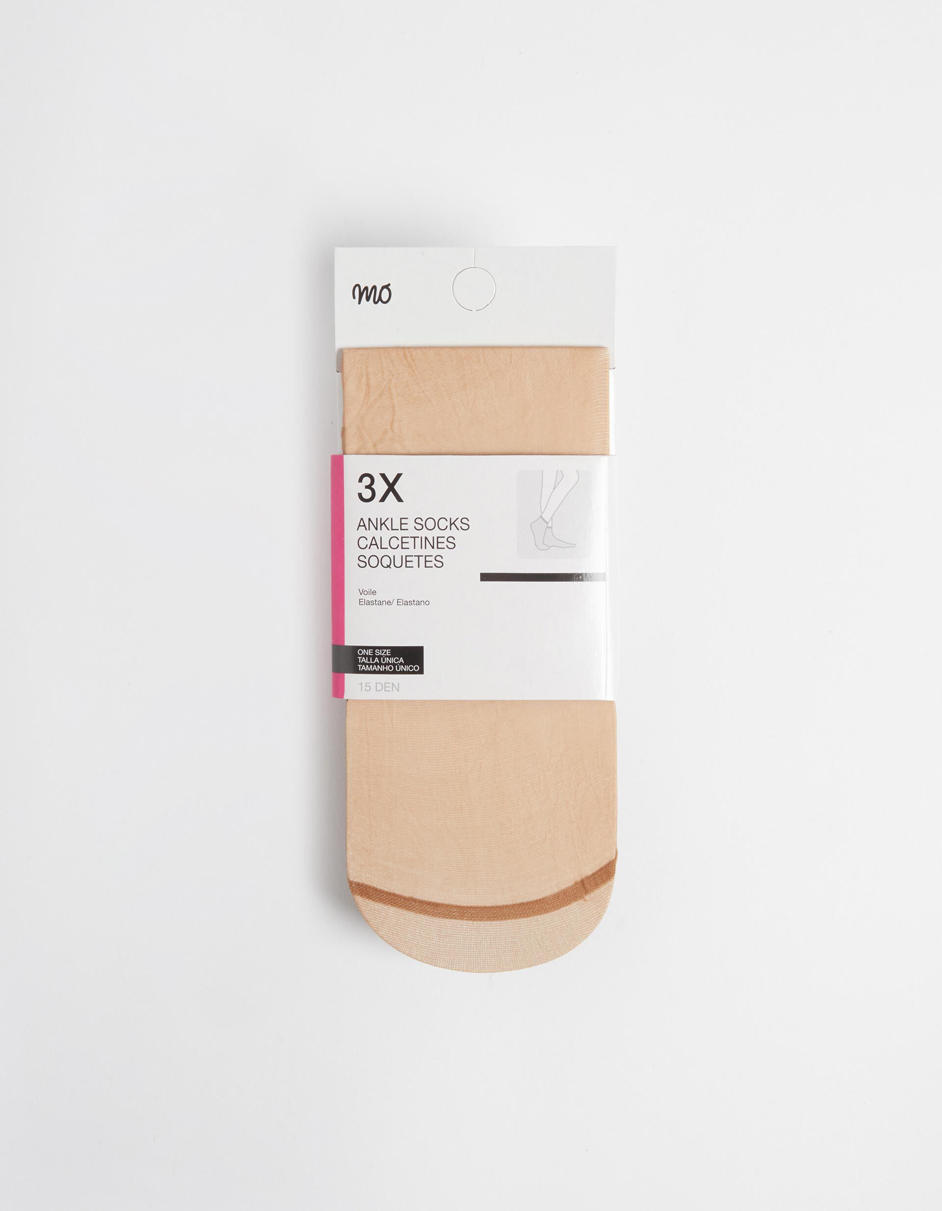 Comprar Online Pack 3 Pares de Meias Tornozelo 15DEN, Mulher, Castanho Claro