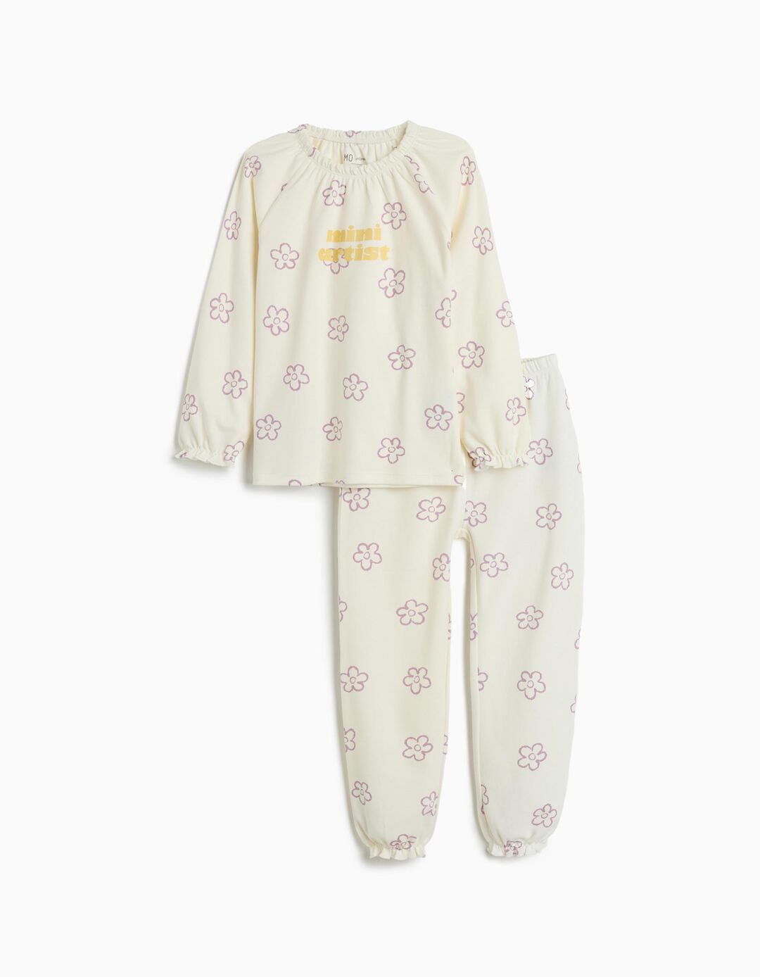 Pijama Flores, Menina, Branco 