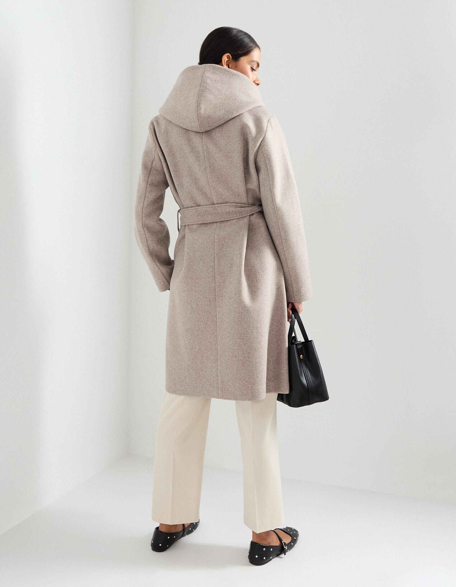 Comprar Online Casaco Comprido com Capuz, Mulher, Bege 