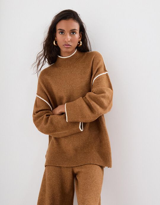 Comprar Online Camisola com Lã, Mulher, Castanho Claro