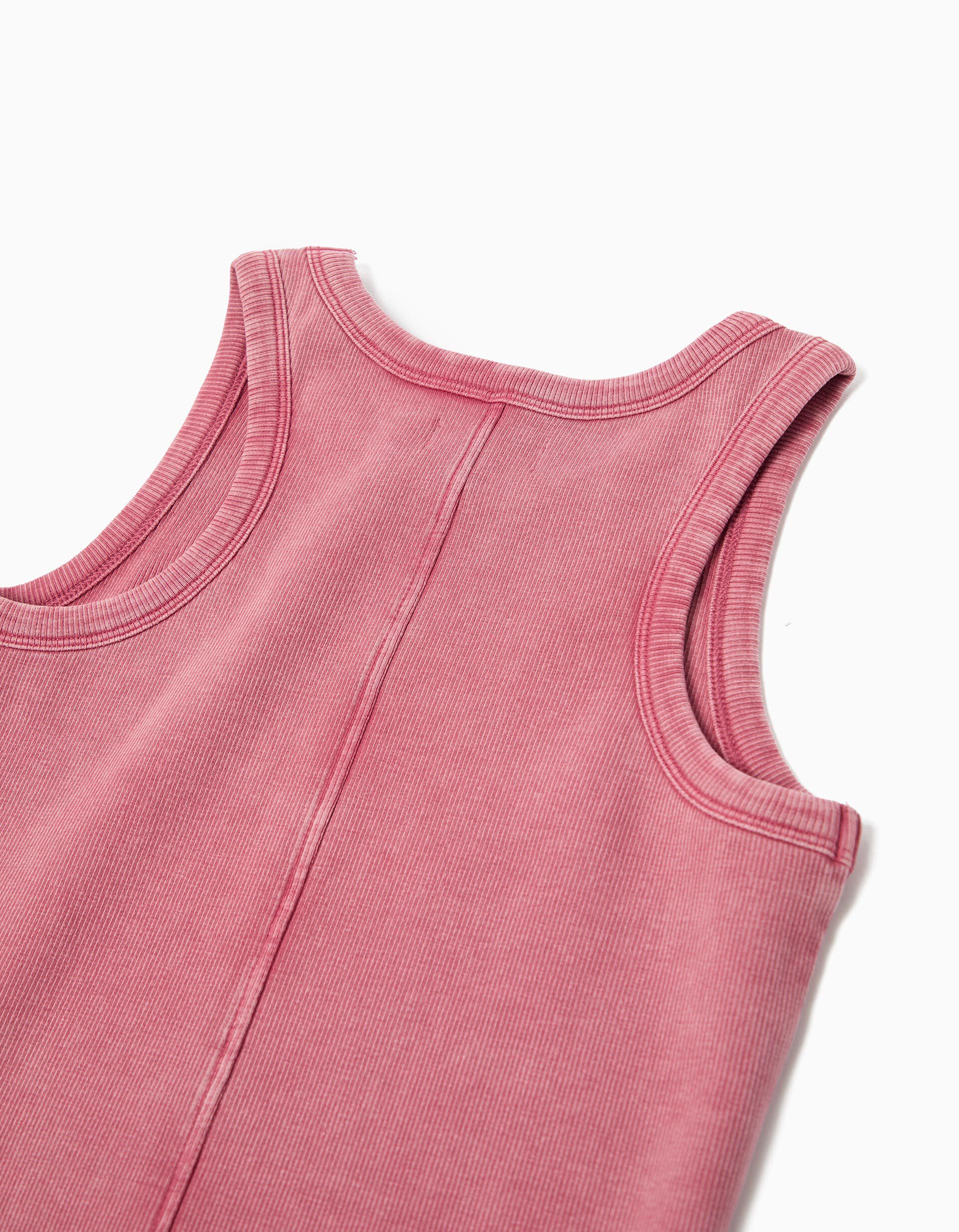 Comprar Online Top de Malha Canelada, Menina, Rosa Escuro