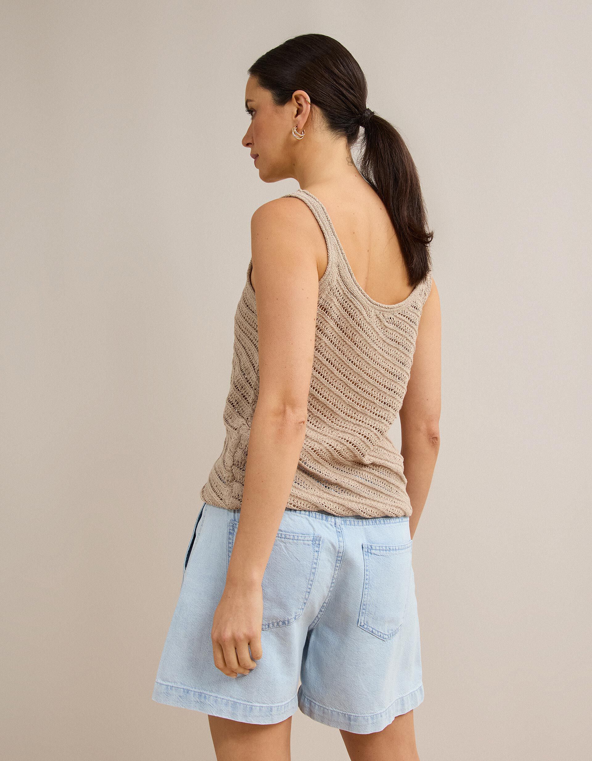 Comprar Online Top Tricotado, Mulher, Bege Claro