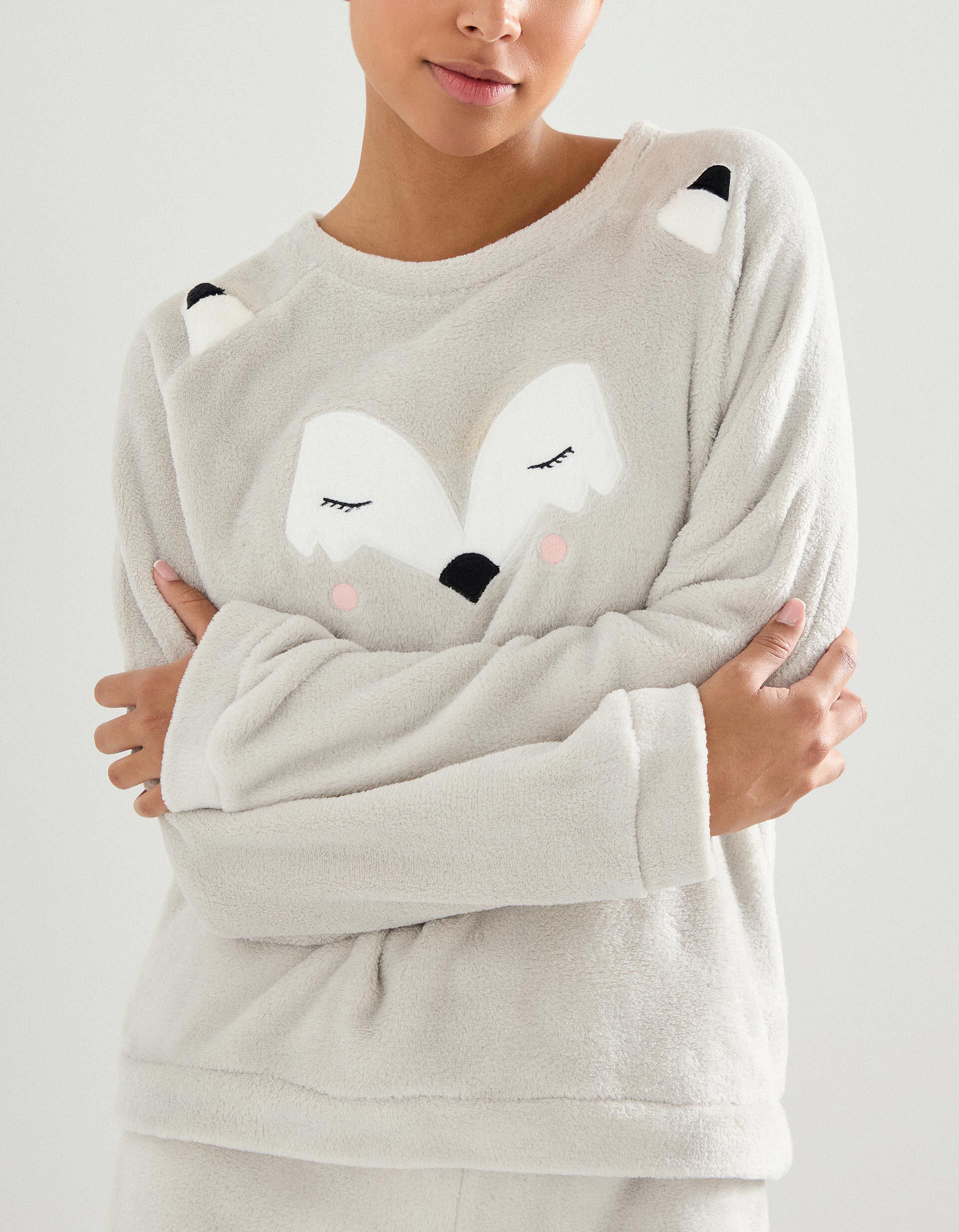 Comprar Online Pijama Polar Aveludado, Mulher, Cinzento Claro
