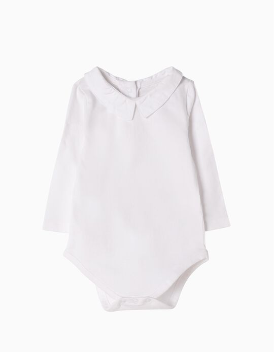 Long-Sleeved Bodysuit, White