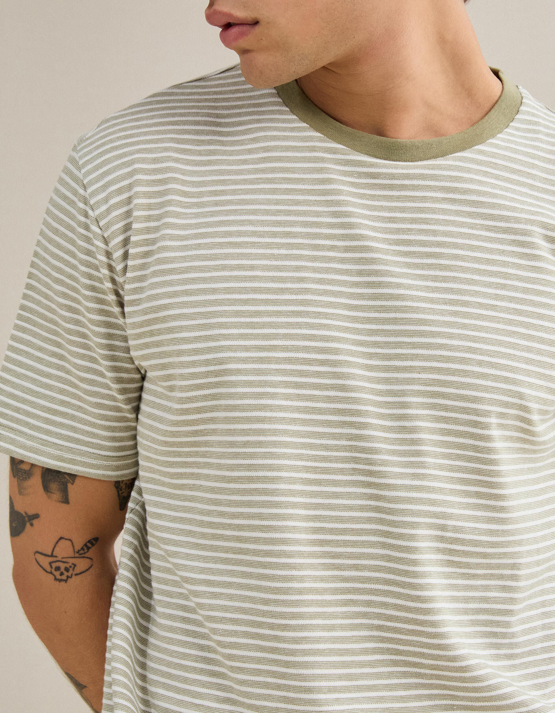 Comprar Online T-shirt Jersey Riscas, Homem, Verde Escuro