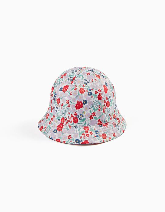 Hat for Baby Girls 'Flowers', Lilac/Red