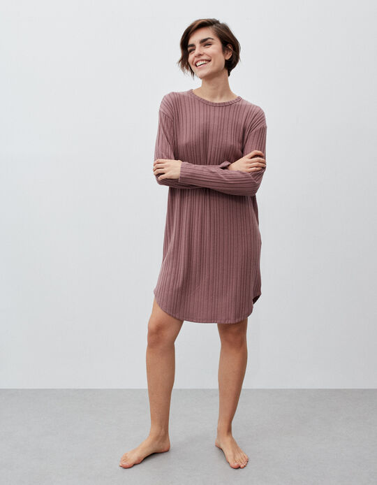 Comprar Online Ribbed Nightshirt, Woman, Dark Pink
