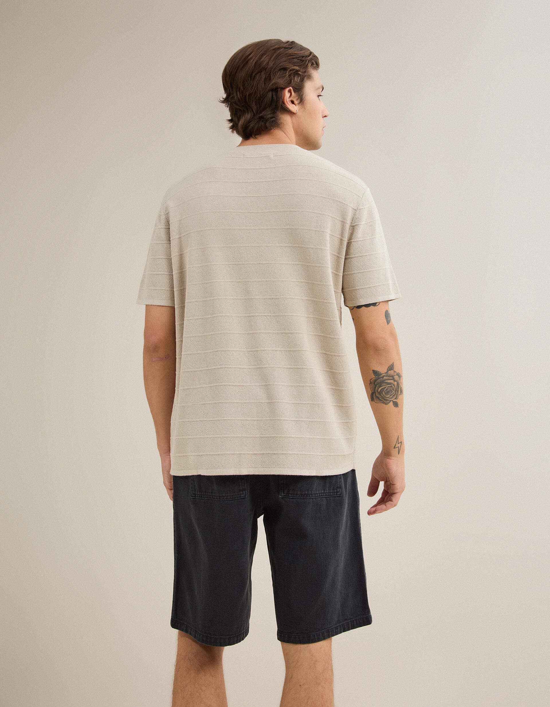 Comprar Online T-shirt Em Malha Tricotada, Homem, Bege