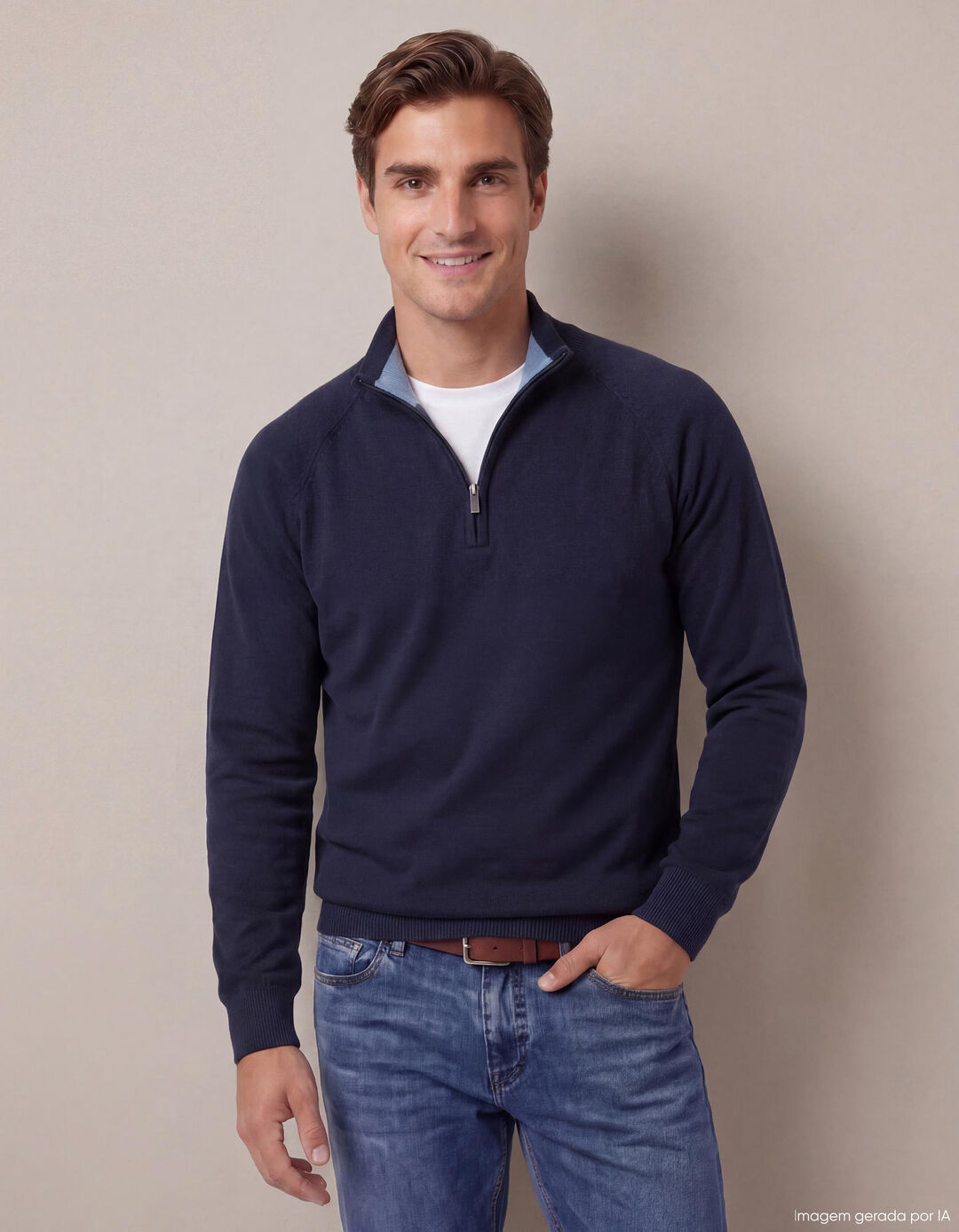 Camisola de Malha, Homem, Azul Escuro