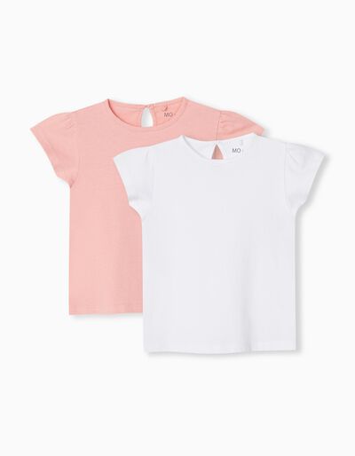 2 Basic Plain T-shirts Pack, Baby Girls, Multicolour