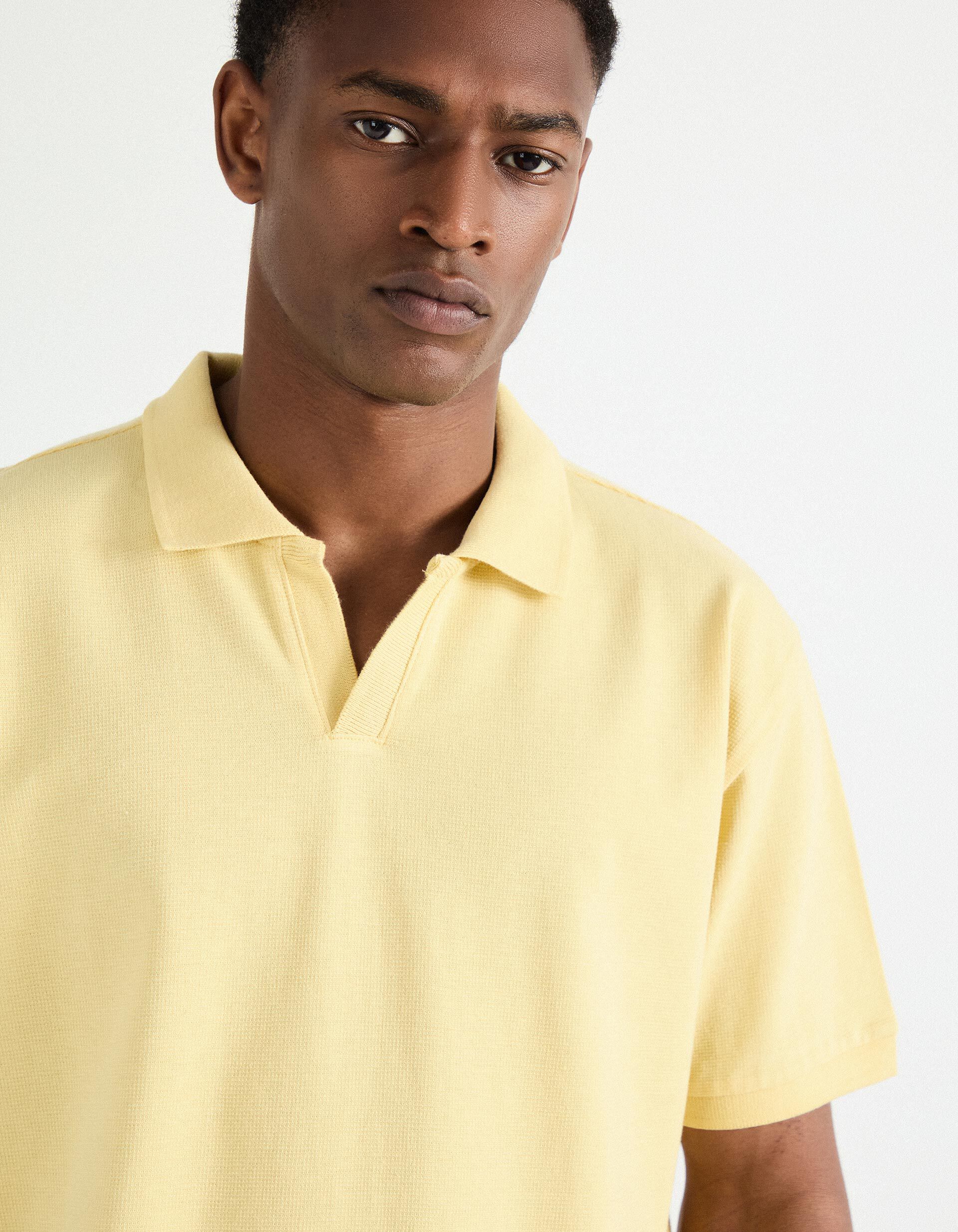 Comprar Online Polo Waffle, Homem, Amarelo Claro 