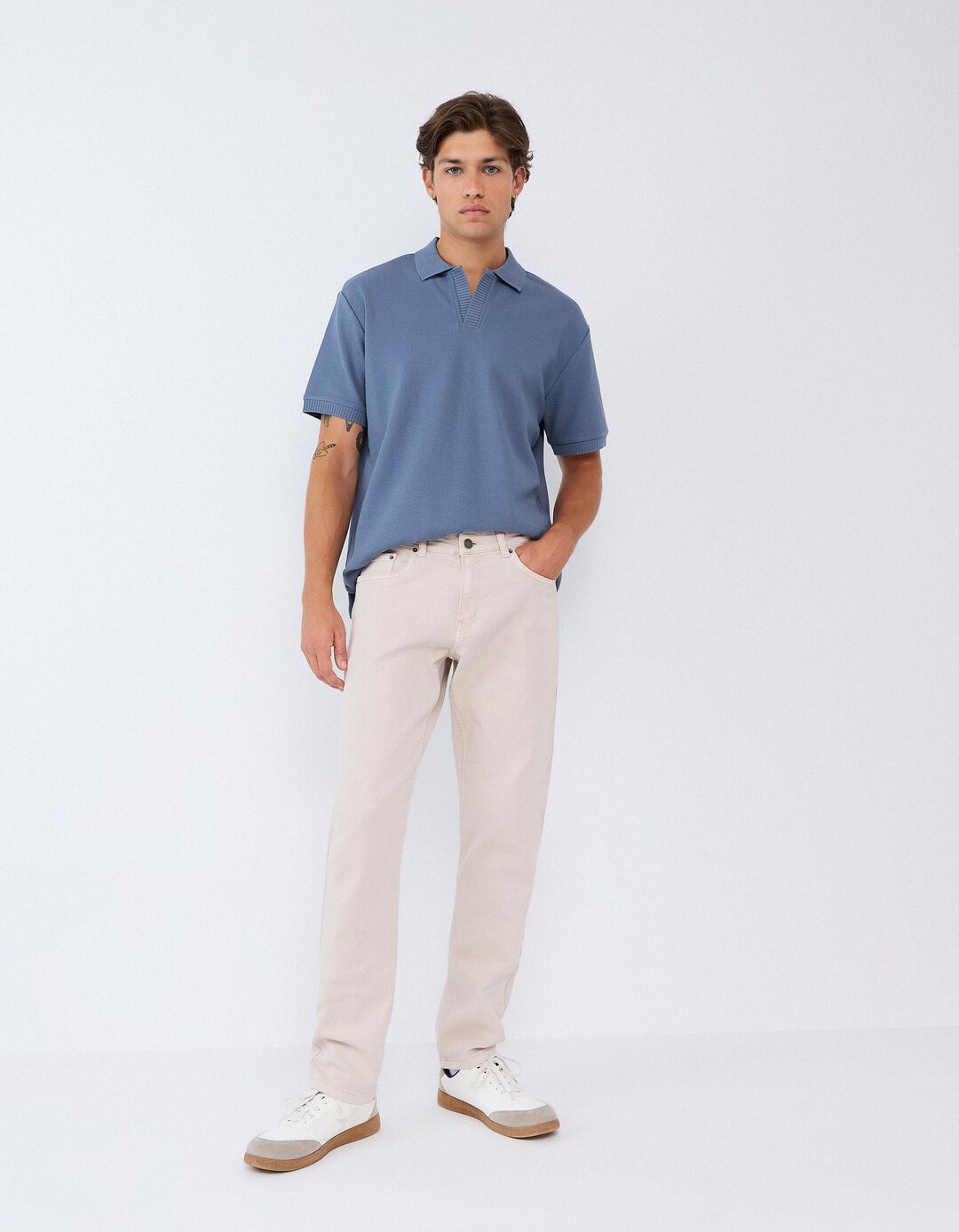 Jeans Slim-Fit, Homem, Bege Claro