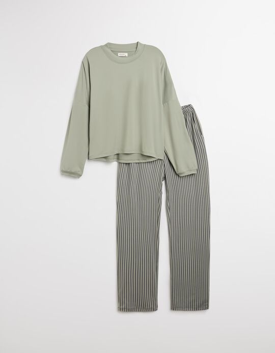 Comprar Online Pijama Riscas, Mulher, Cinzento Claro 