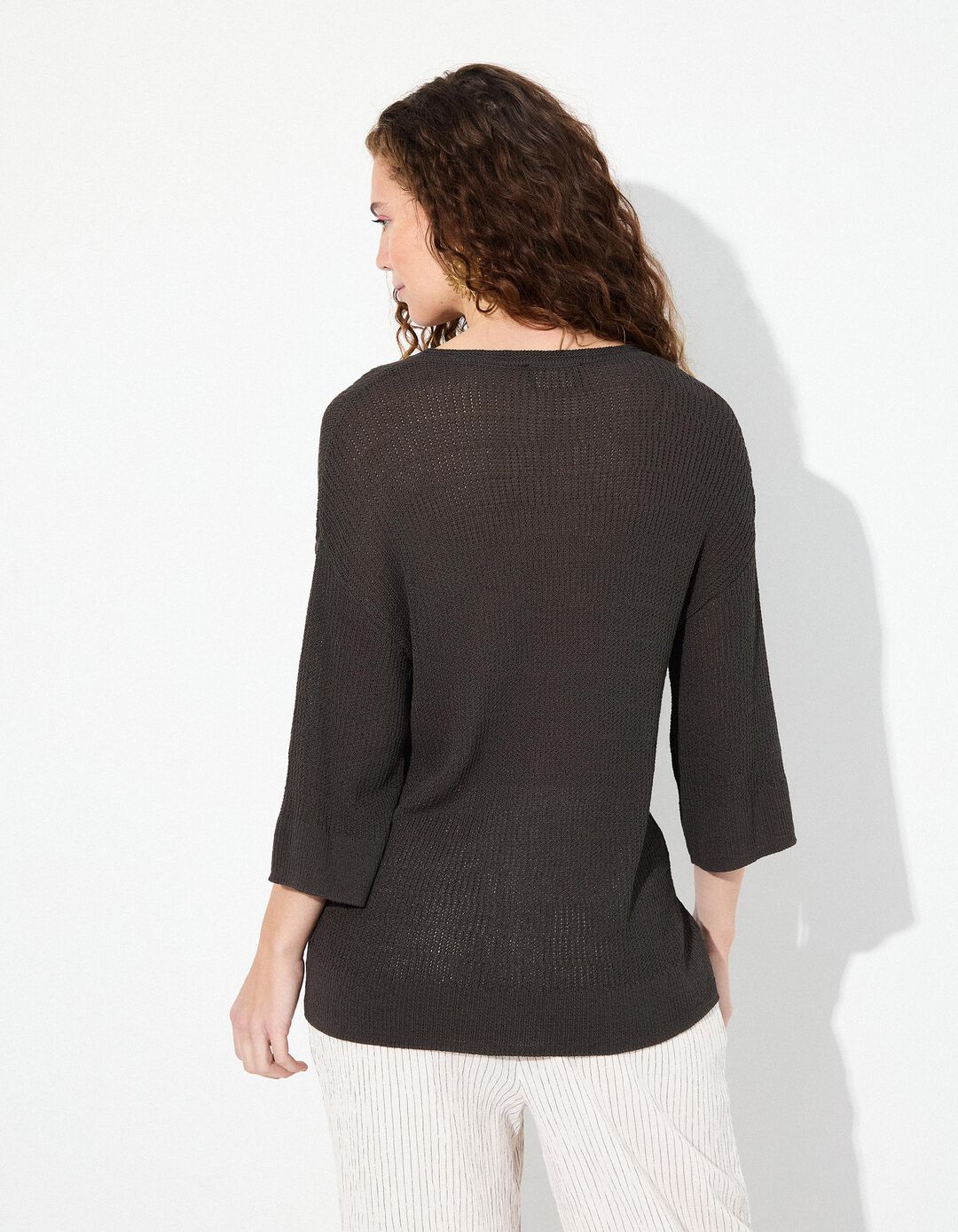 Camisola em Malha, Mulher, Cinzento Escuro