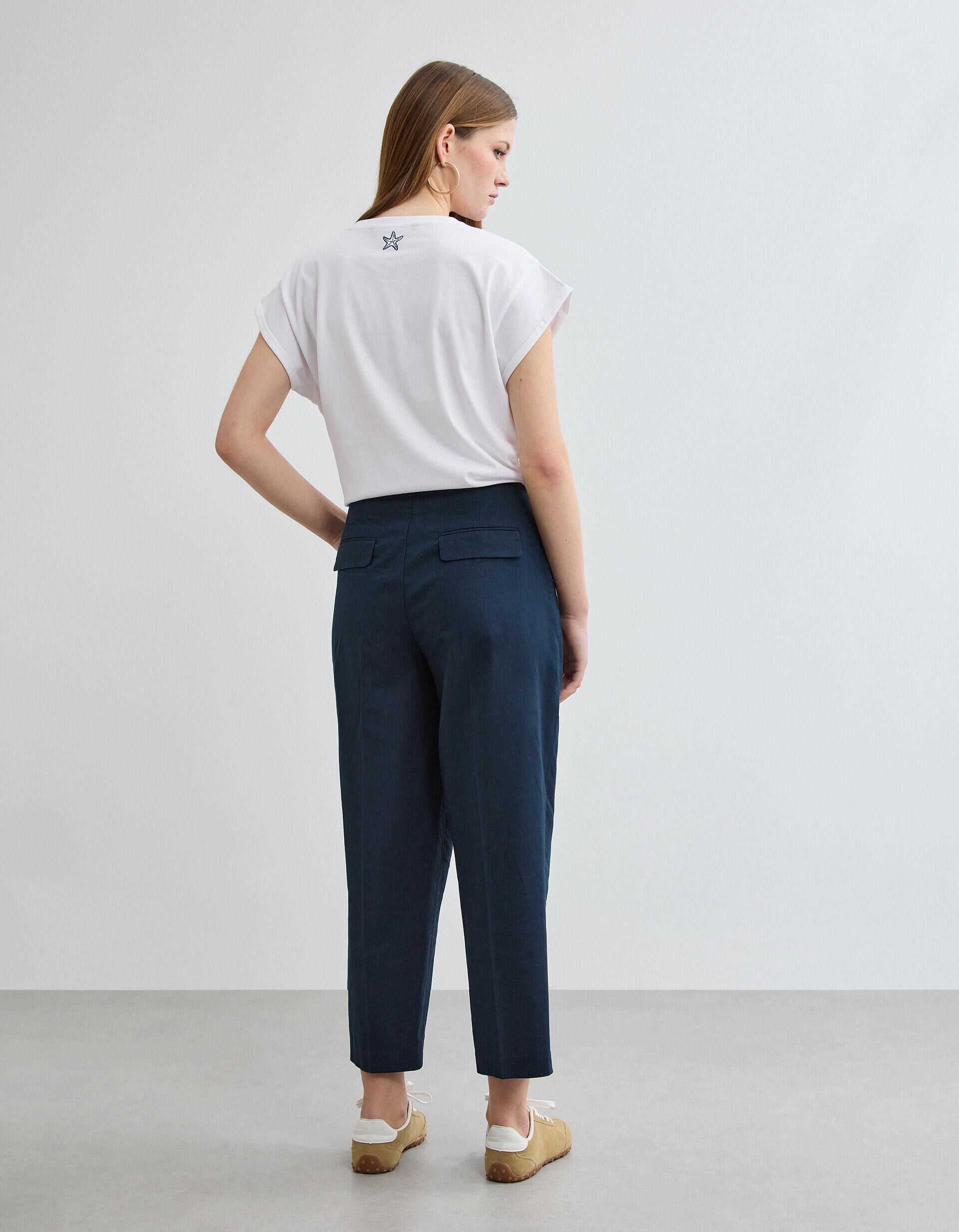 Comprar Online Cal&ccedil;as de Linho, Mulher, Azul Escuro