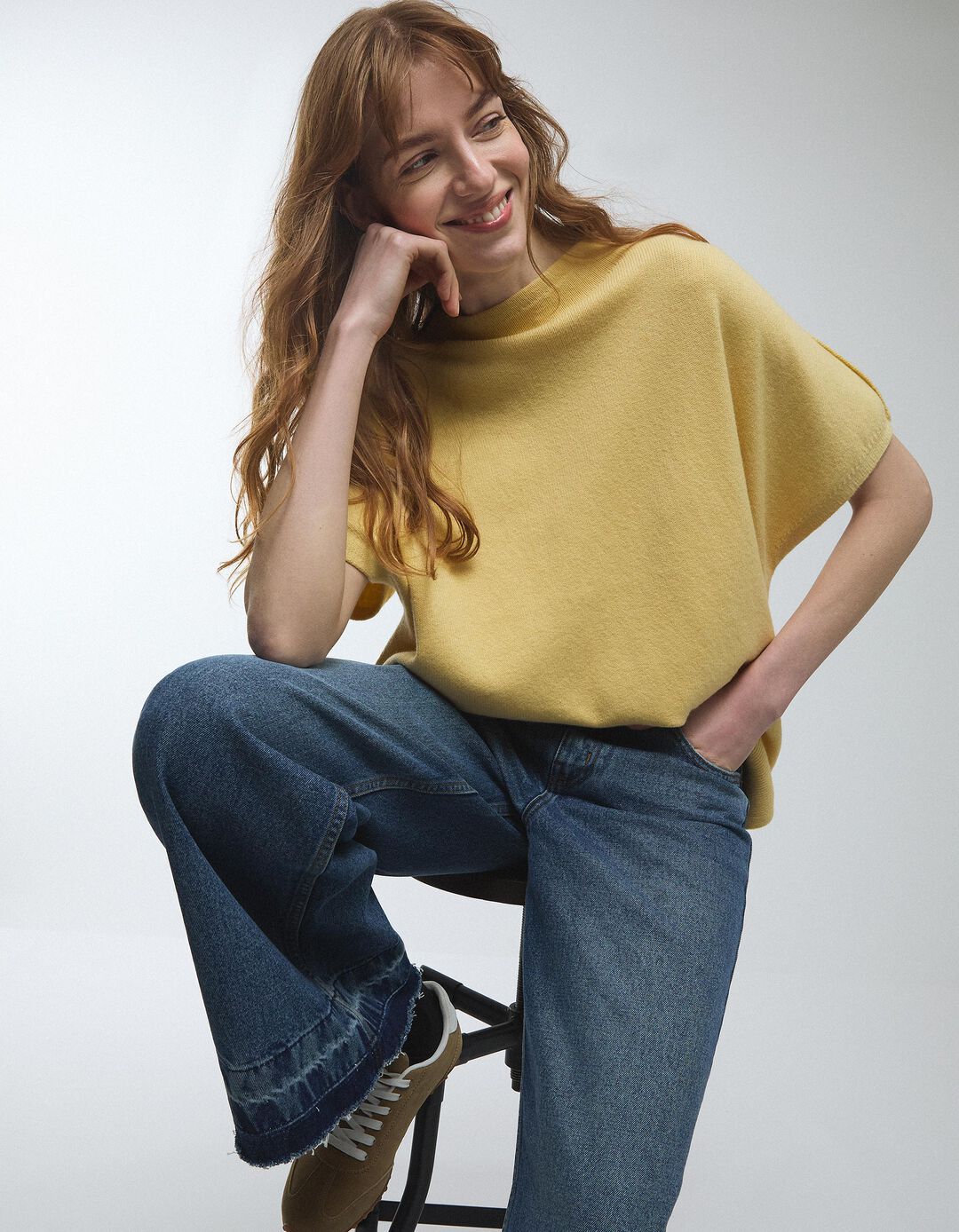 Camisola com L&atilde;, Mulher, Amarelo