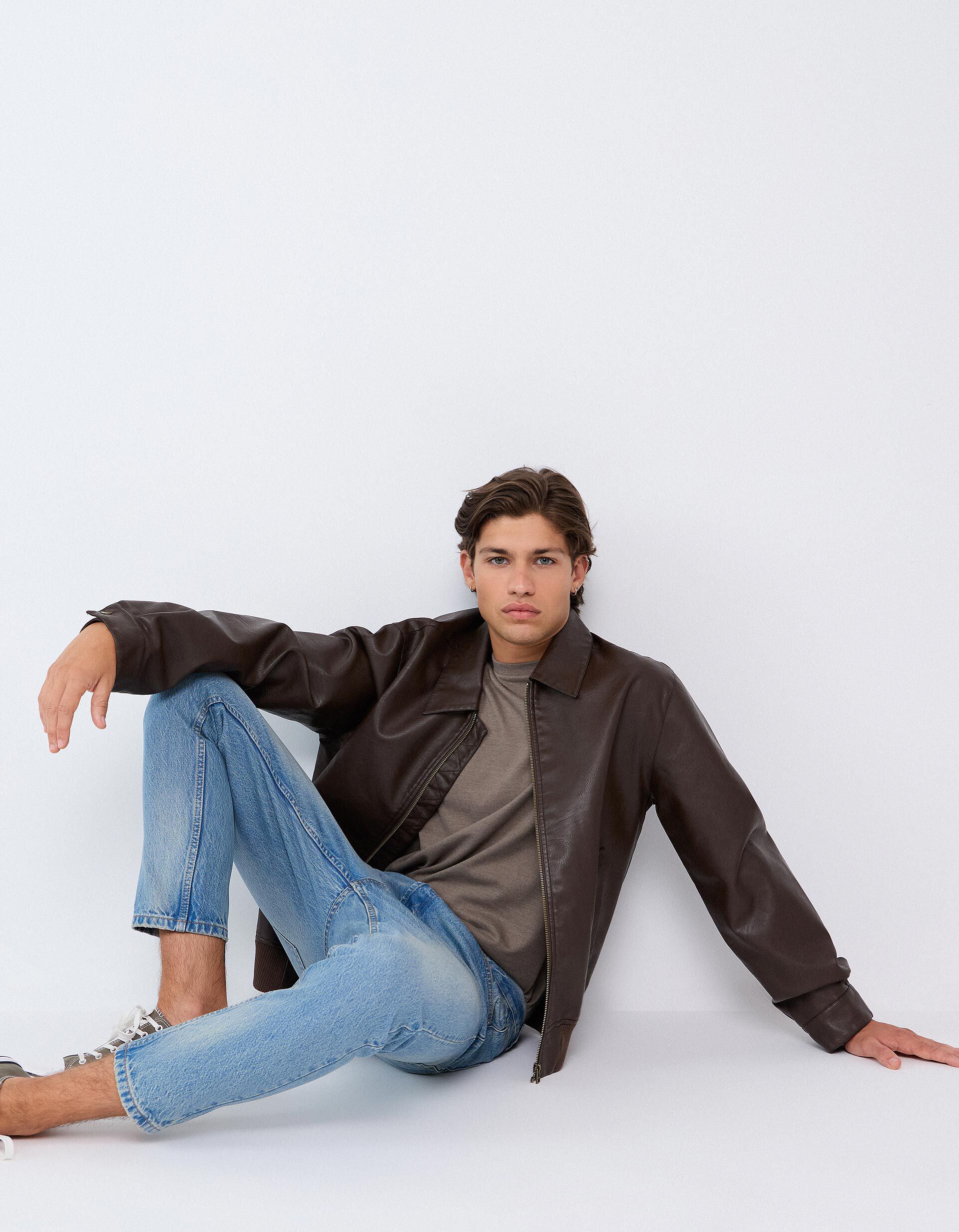 Comprar Online Casaco Bomber De Couro, Homem, Castanho Escuro