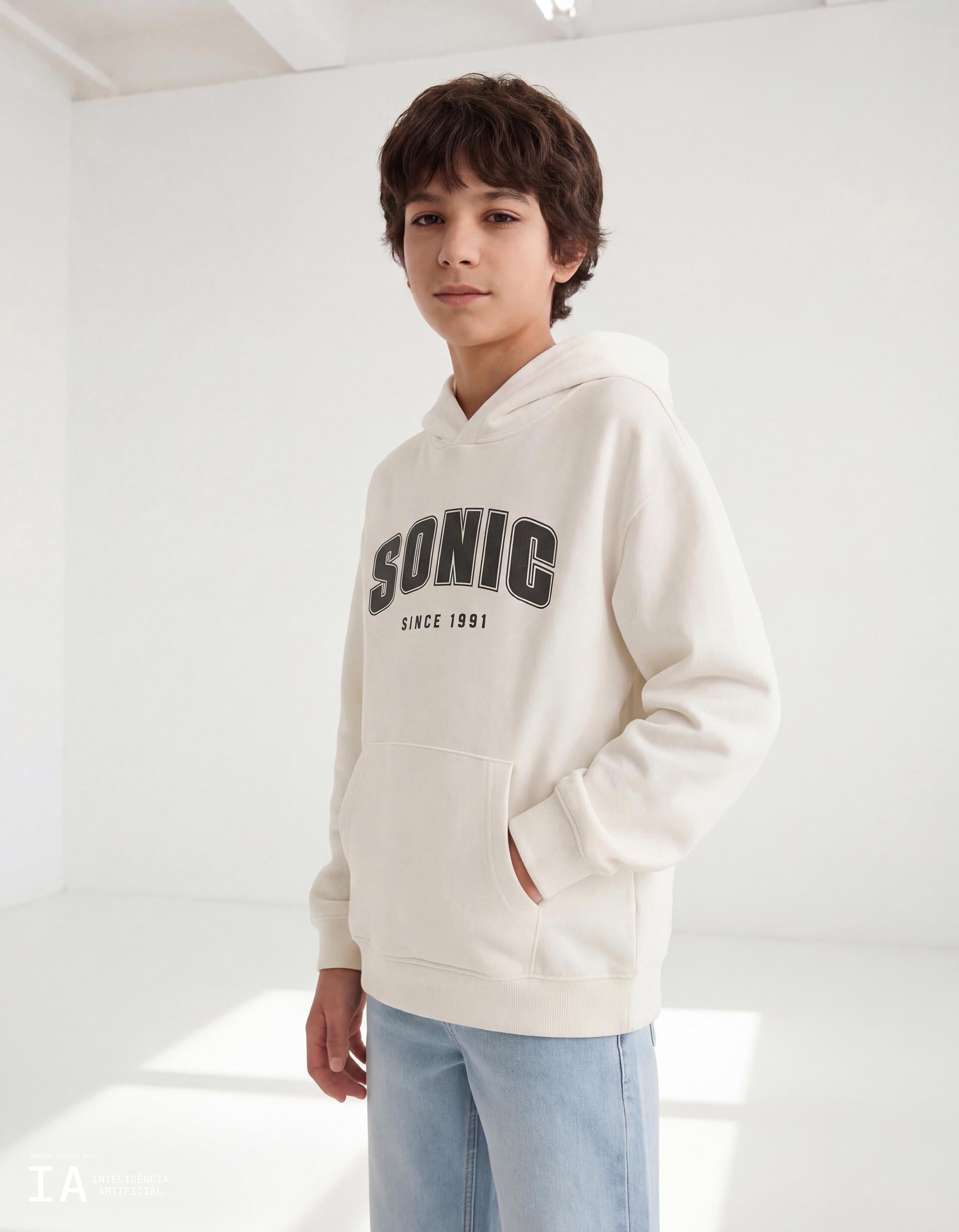 Comprar Online Sweatshirt Capuz 'Sonic', Menino, Branco
