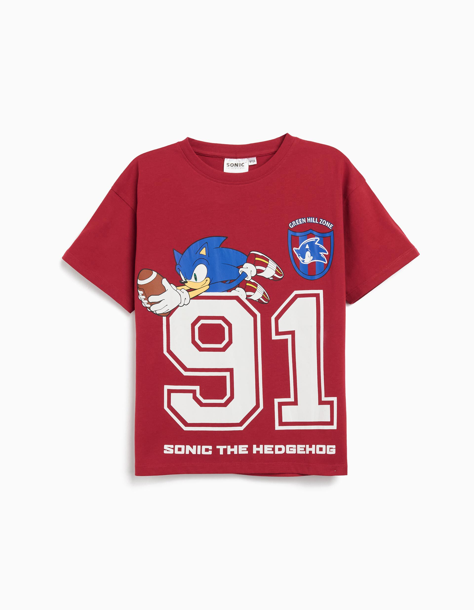 Comprar Online T-shirt 'Sonic', Menino, Vermelho Escuro