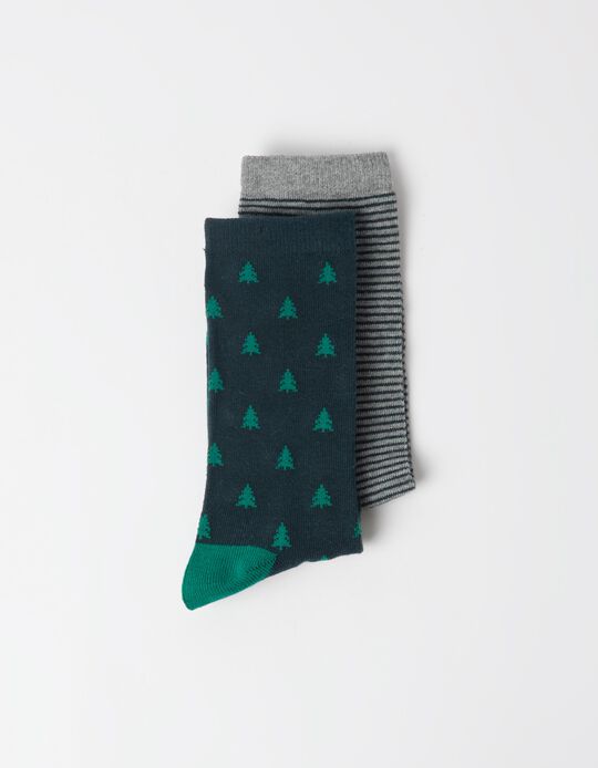 Comprar Online Pack 2 Pares De Meias De Natal, Homem, Verde Escuro