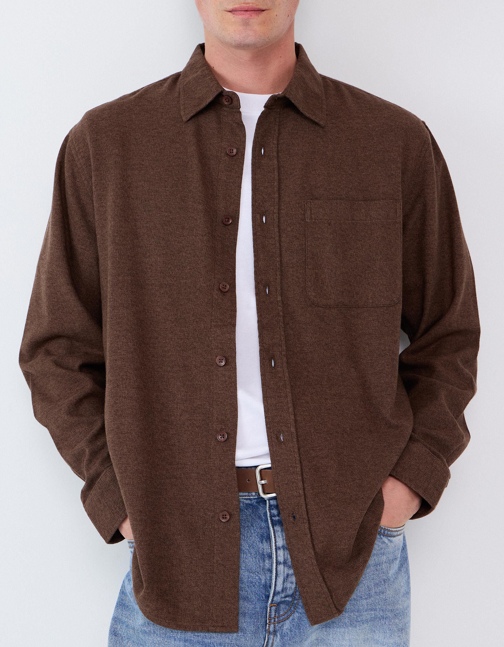 Comprar Online Camisa De Flanela, Homem, Castanho Escuro