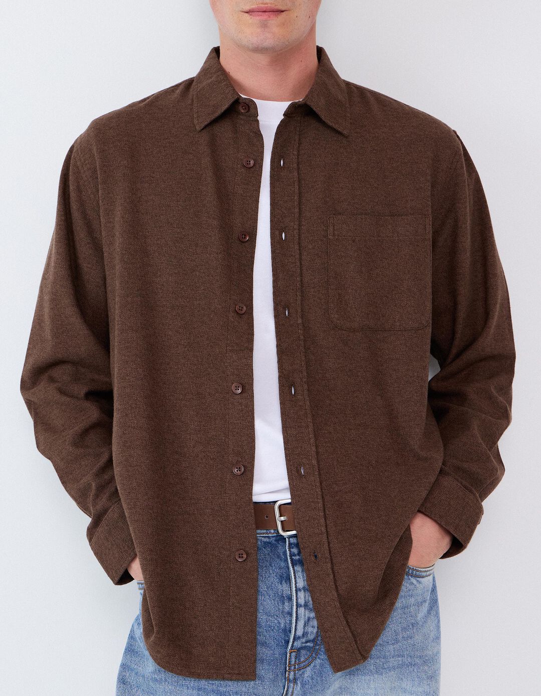 Camisa De Flanela, Homem, Castanho Escuro