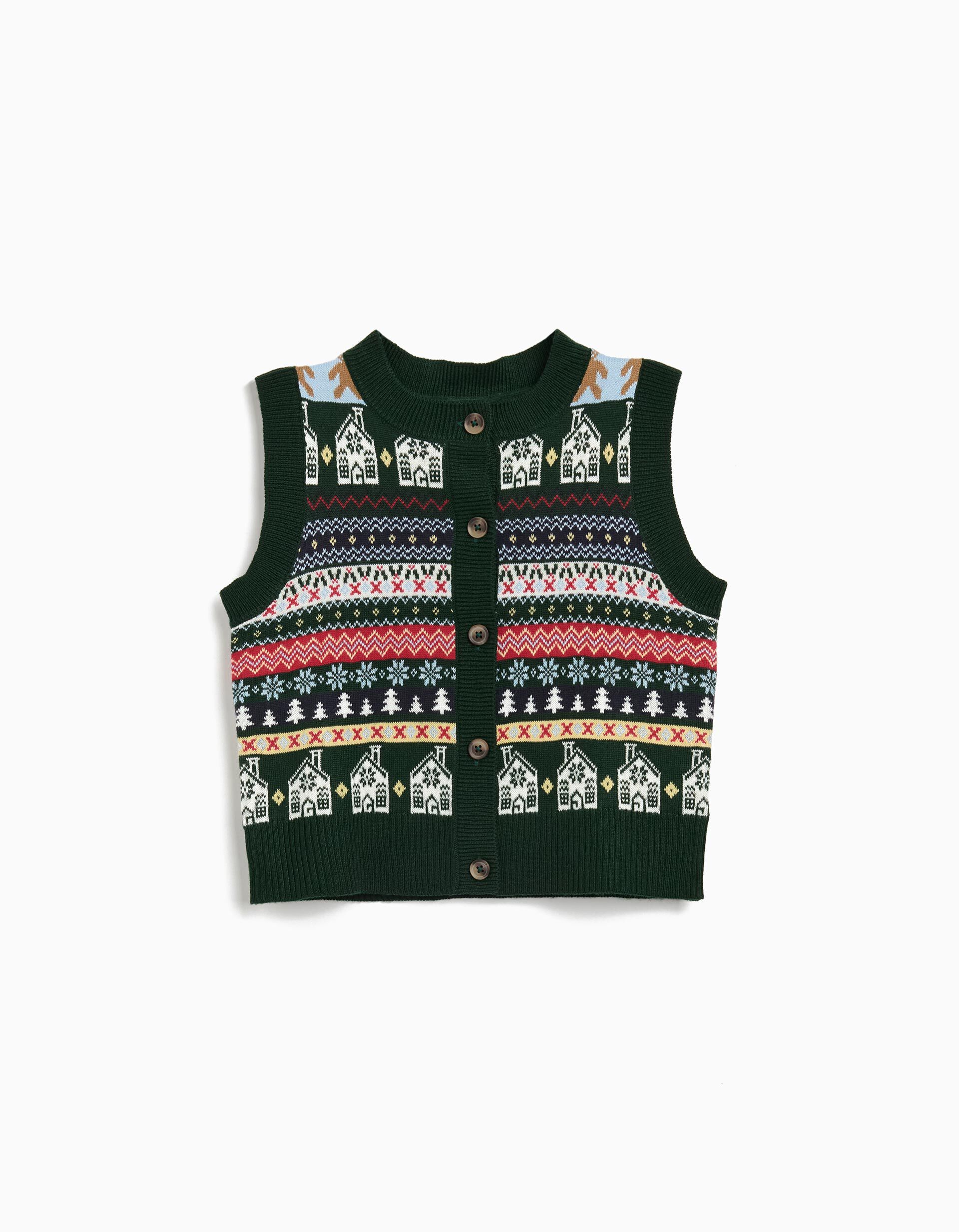 Comprar Online Colete Malha Natal, Menina, Verde Escuro
